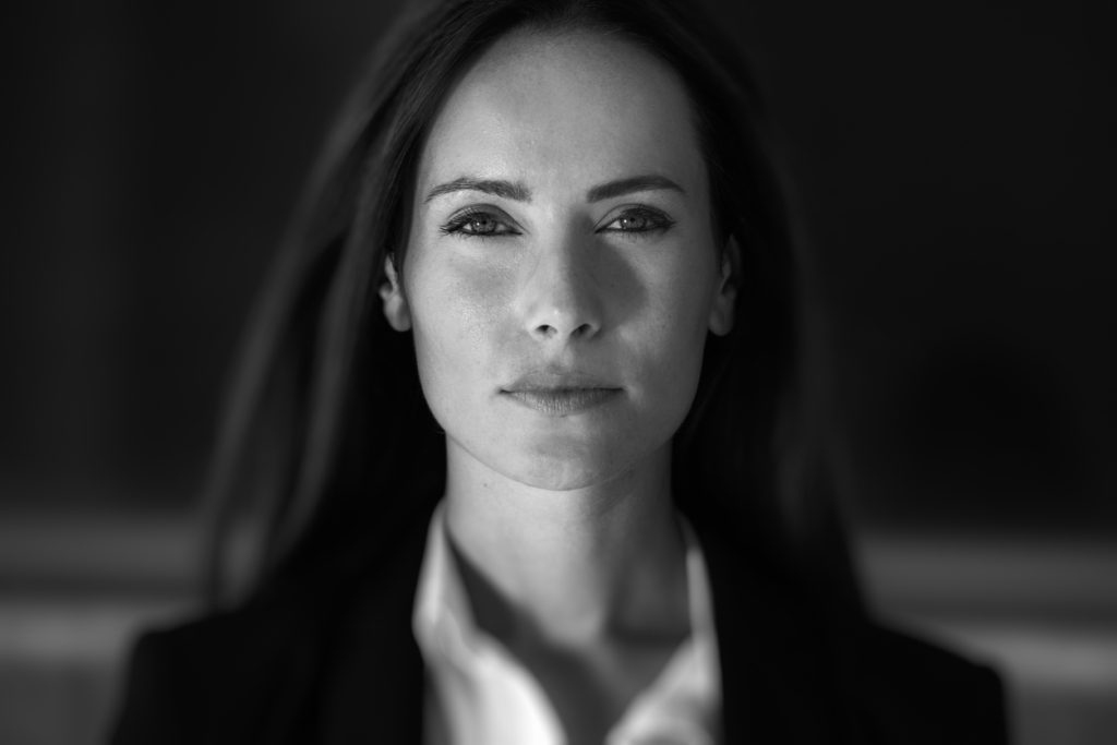Black & white image of a business woman